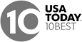 The image shows a logo featuring a large number 10 and the text "USA TODAY 10BEST" to the right.